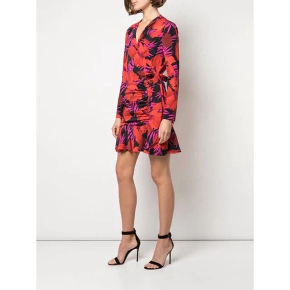 Veronica Beard Lorina Floral Long Sleeve Silk Stretch Minidress In Poppy Multi - Picture 14 of 16